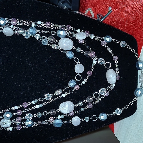 Lia Sophia Multi Strand Faceted Crystal Stone Necklace - Picture 2 of 3